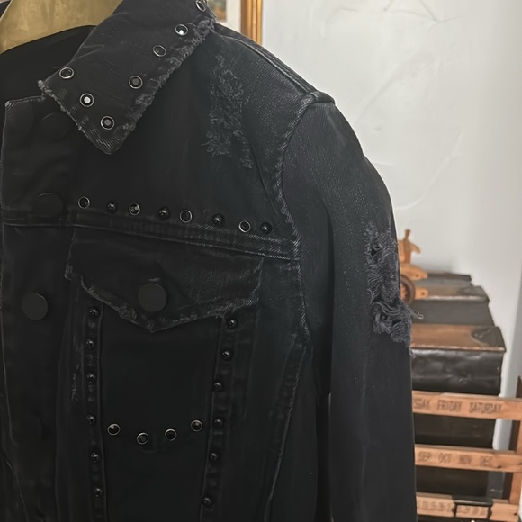 BLANK NYC Black Denim Distressed Studded Jacket - Picture 2 of 8